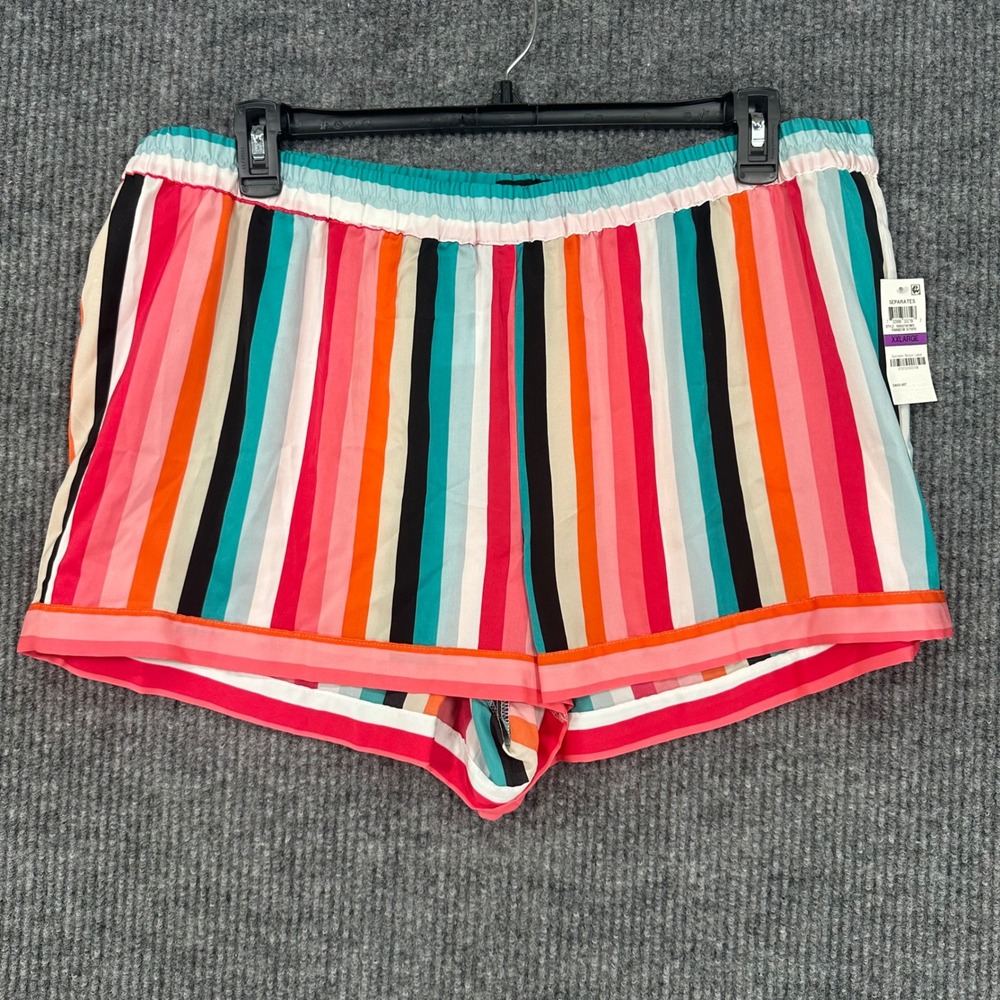 INC International Concepts Pajama Shorts Womens XXL Rainbow Stripe New Sleepwear